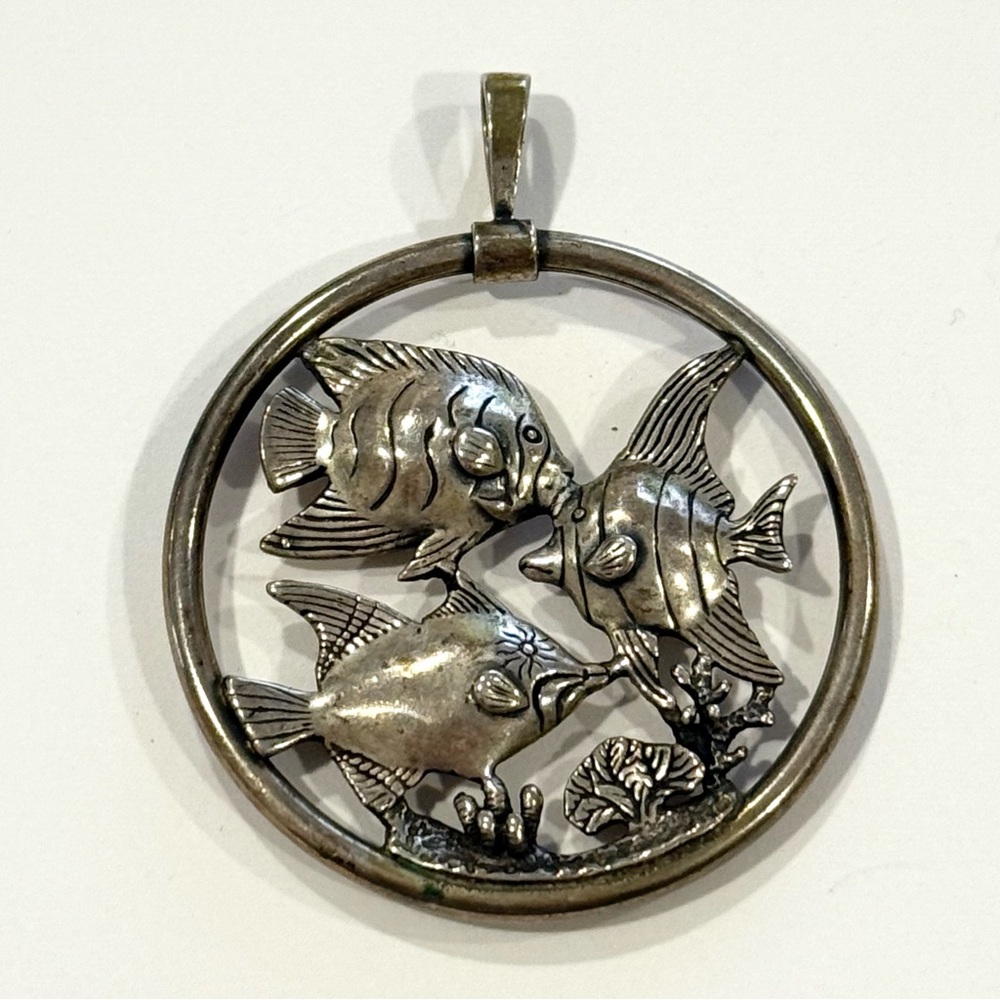 Kabana 925 Sterling Silver Fish Coral Reef Nautical Sea Puffy Etched Ocean - Picture 2 of 8